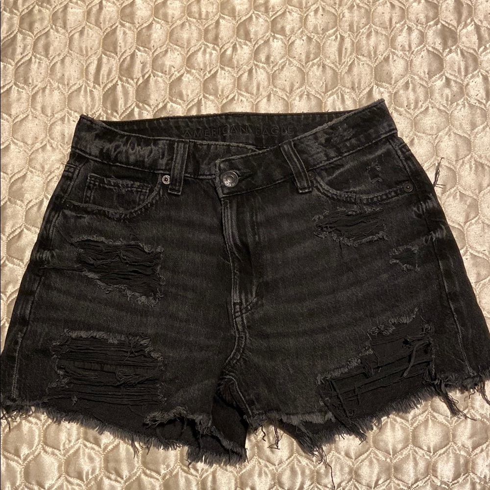 American Eagle Outfitters Black Distressed Women's Shorts